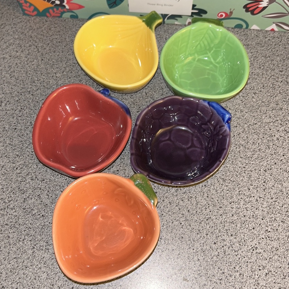 English set of 5 fruit ceramic pinch bowls - Picture 2 of 12
